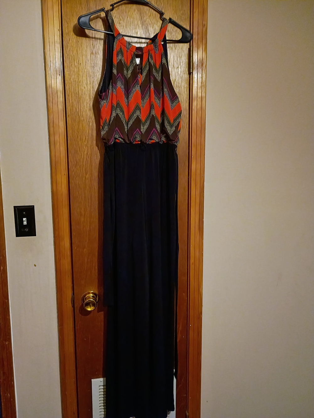Women's Chevron Halter Jumpsuit in Black and Multicolor